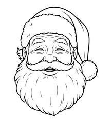 Relieved Santa Face Line Art