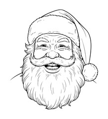 Proud Santa Face Line Art