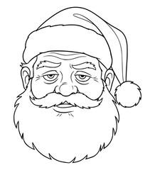 Reluctant Santa Face Line Art