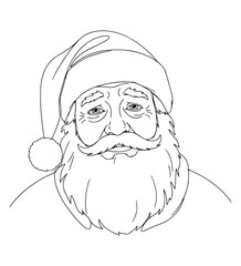 Resigned Santa Face Line Art