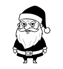 Sarcastic Santa Face Line Art