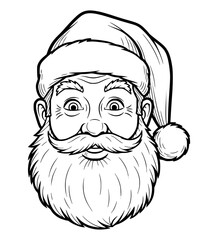 Shocked (Mild) Santa Face Line Art