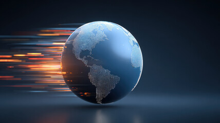 Global economic outlook concept with digital world and motion