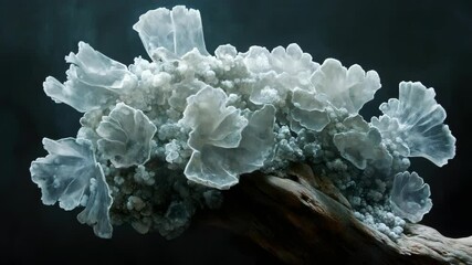 A cluster of ice crystals on a tree branch - Powered by Adobe