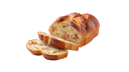 Delicious Sliced Loaf of Sweet Bread on Transparent Background