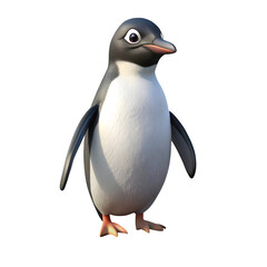 Naklejka premium Cute cartoon penguin character standing isolated on a black background