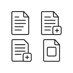 Document Icons: Add New File, Edit, Blank Page – Simple Line Art