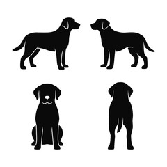 Black Labrador Retriever Silhouettes: Four Views for Design Projects