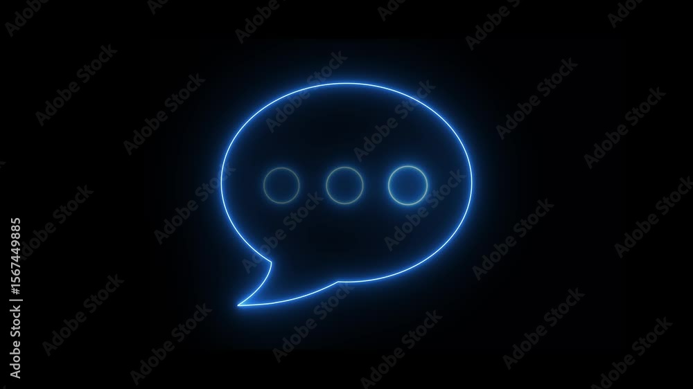 Poster neon messaging chat bubble animation. chat bubble typing motion graphics. glowing animated speech bu