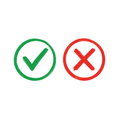 Green Checkmark and Red Cross Symbol:  Decision Making Icons