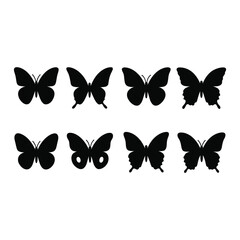 Eight Elegant Butterfly Silhouettes: Perfect for Design Projects
