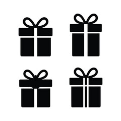 Four Simple Gift Box Icons: Perfect for Festive Designs