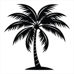 Obraz premium Black Silhouette of Palm Tree Symbolizing Tropical Paradise and Beach Relaxation