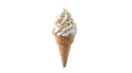 Delicious Soft Serve Ice Cream Cone on Transparent Background