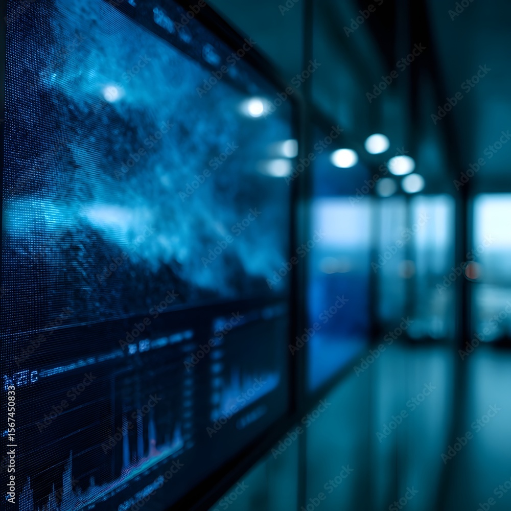 Poster digital twin dashboard simulating weather effects on structure in engineering control room