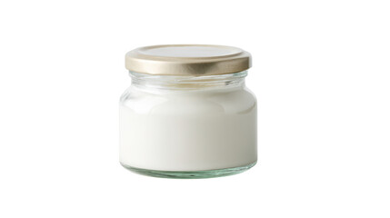 Small Glass Jar of White Cream on Transparent Background