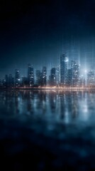 Futuristic city skyline with digital overlays and tech driven growth forecast