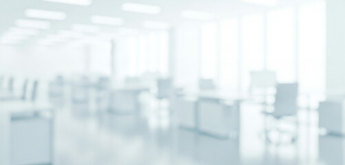 Blurred view of an office space with desks chairs and large windows., frequently applied in minimalist web layouts, software dashboards, or business campaigns