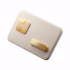 Modern credit card with gold chip and magnetic stripe isolated on white background