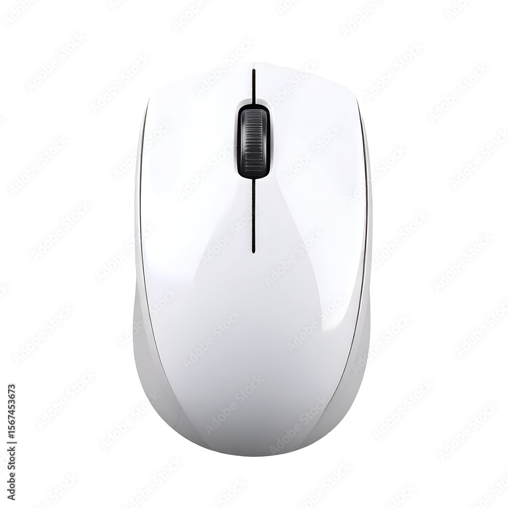 Aufkleber white wireless computer mouse from top view against a solid black background modern ergonomic design