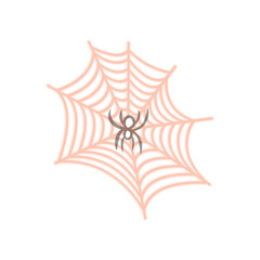 Halloween spider web icon with spider, spooky cobweb vector illustration for decoration