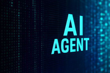 A I agent glowing blue text artificial intelligence