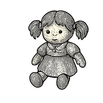 dol toy handdrawn vector