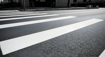 Urban Crossing Stripes: A Modern Black And White Pedestrian Zebra Path Concept