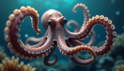 Obraz premium Cute Octopus in the Ocean
