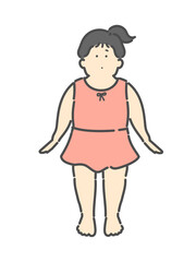 水着を着た女の子のイラスト　子ども　プール