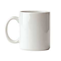  Blank White Ceramic Coffee Mug with Handle, Isolated on Transparent Background