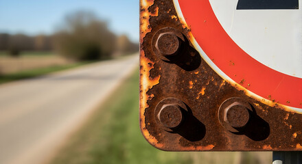 Worn Sign In The Countryside Displaying Oxidation And Showing The Passage Of Time