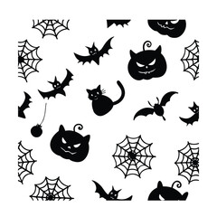 Fototapeta premium seamless Halloween line art pattern with spooky design elements