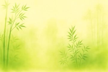 Fototapeta premium Green bamboo stalks with soft yellow background nature