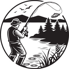 fisherman on a fishing rod