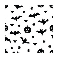 Fototapeta premium seamless Halloween line art pattern with spooky design elements