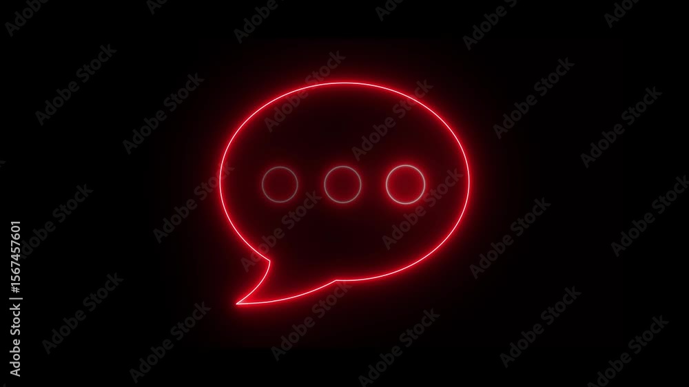 Poster neon messaging chat bubble animation. chat bubble typing motion graphics. glowing animated speech bu