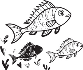 vector set of fish
