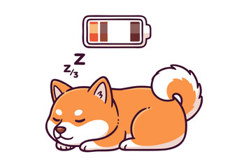 Cute Sleeping Shiba Inu with Low Battery.