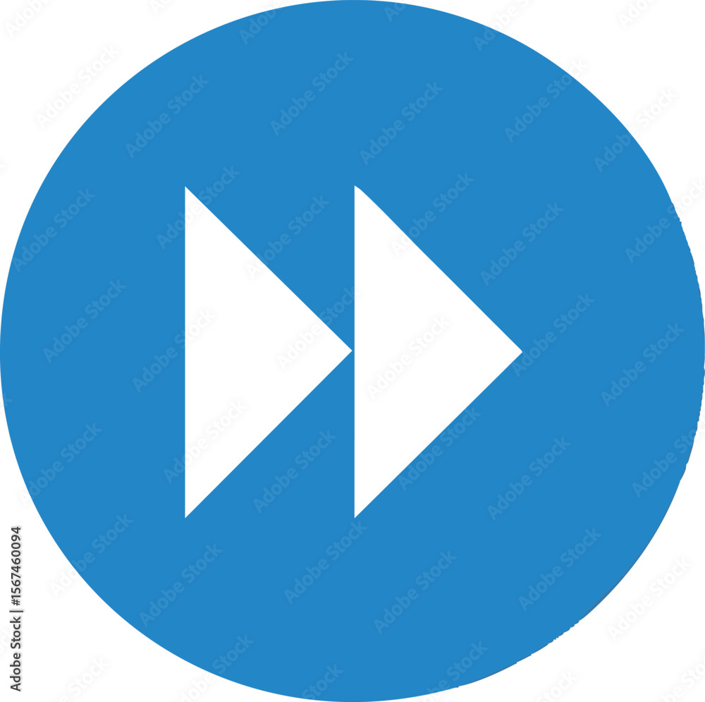 Poster Forward Navigation Button Icon on Blue Circle Background Vector Illustration for User Interface Design and Multimedia Applications with Directional Arrow Symbol