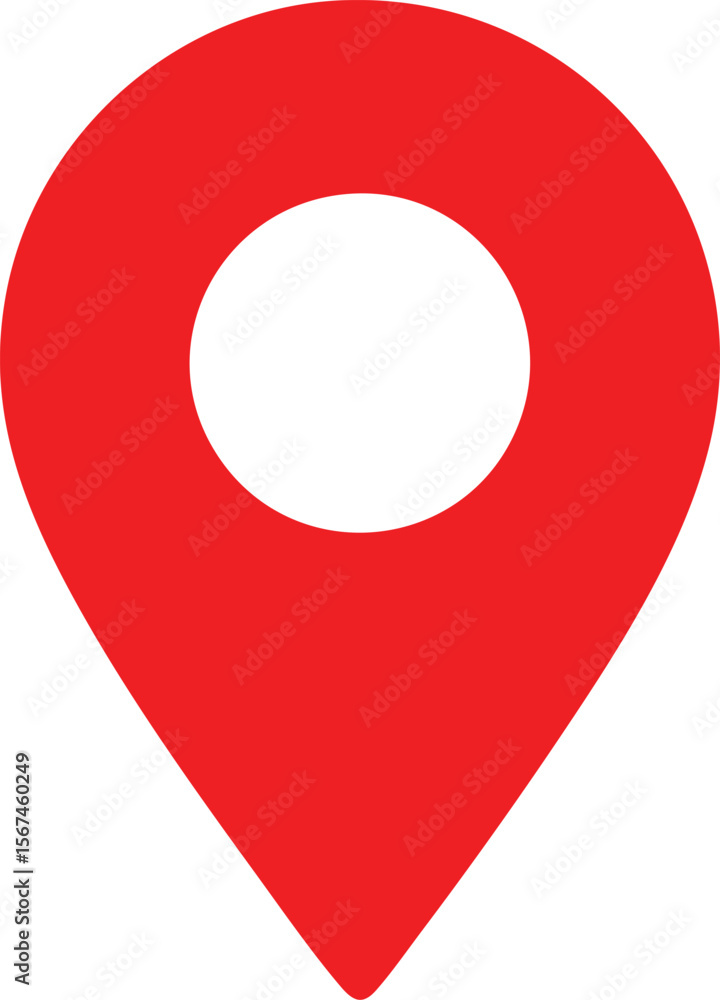 Poster vibrant red map pointer icon for navigation and location services - a clear and bold symbol for maps