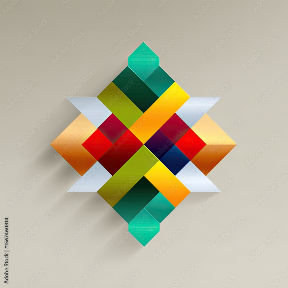 Poster colorful geometric pattern with interlocking shapes