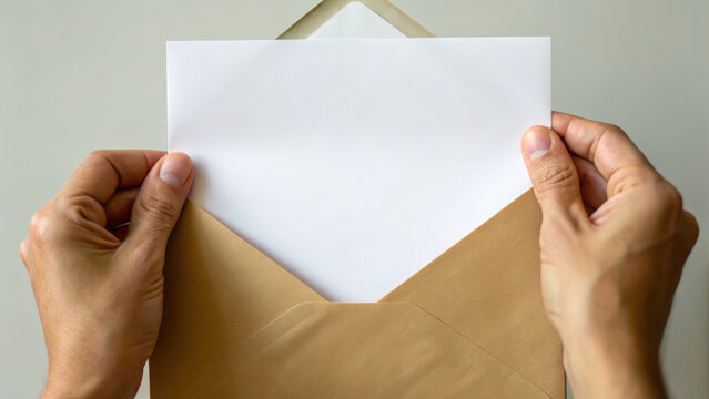 Hands hold envelope with blank sheet inside, symbolizing importance of preventive measures in cancer screening