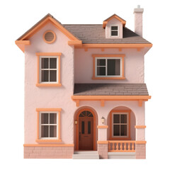 Obraz premium A pink house with peach trim isolated on transparent background