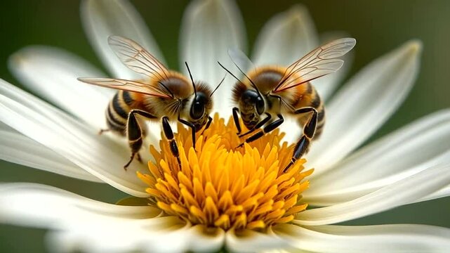 Bees enjoying the flowers bounty
