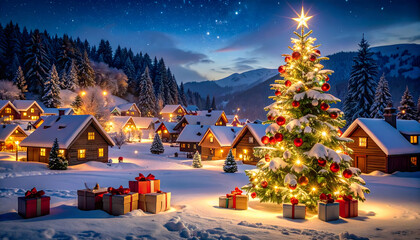 Snowy Village Christmas Eve. (1)