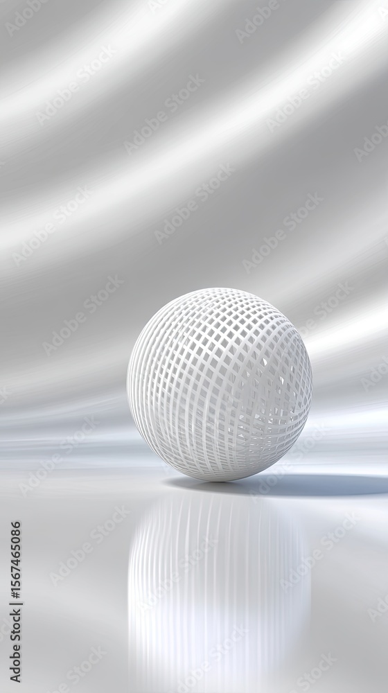 Poster white spherical mesh abstract 3d render