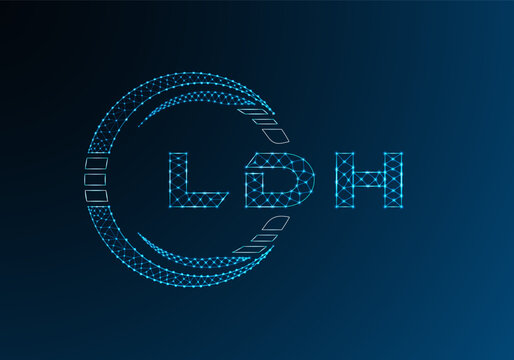 LDH low poly letter logo vector design. LDH lower poly logo design. Low poly logo.