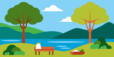 Fototapeta premium Peaceful Lakeside Picnic Serene Nature Escape