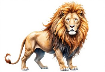 Obraz premium Majestic Lion Portrait with Flowing Mane in Vibrant Colors